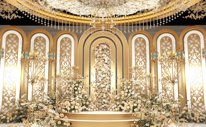 河北香槟色调婚礼堂效果展示